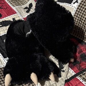 Lazy One Black Bear Paw Kids Slippers